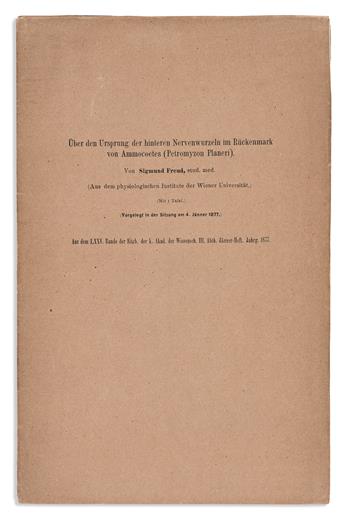 Freud, Sigmund (1856-1939) Über den Ursprung der hinteren Nervenwurzeln im Rückenmark von Ammocoetes (Petromyzon Planeri).                       
